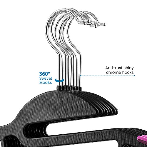 ZOBER SShape Plastic Hangers 30 Pack, Easy USlide Hangers for Tight