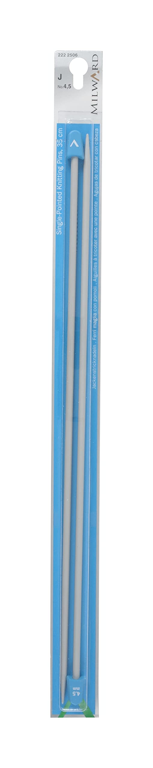 Milward 2222506 Knitting Needles Single Point, 35cm, Silver Grey, 4.5mm