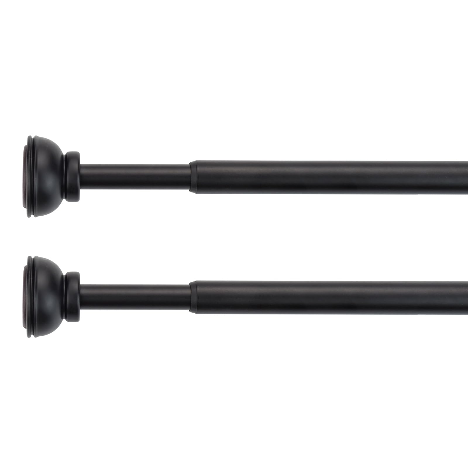 KXLIFE 2 Pack Spring Tension Curtain Rod, 1/2-inch Decorative Tension Drapery Rod for Window, Black, (36-60 Inch)