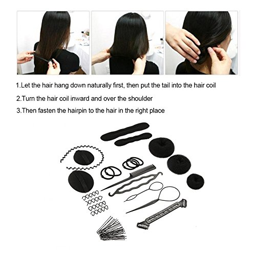 Hair Styling Set, 15Pcs/Set Fashion DIY Hair Design Twist Tool Simple Fast Braid Ponytail Holder Bun Maker Hair Makeup Accessories - Thumbnail 3