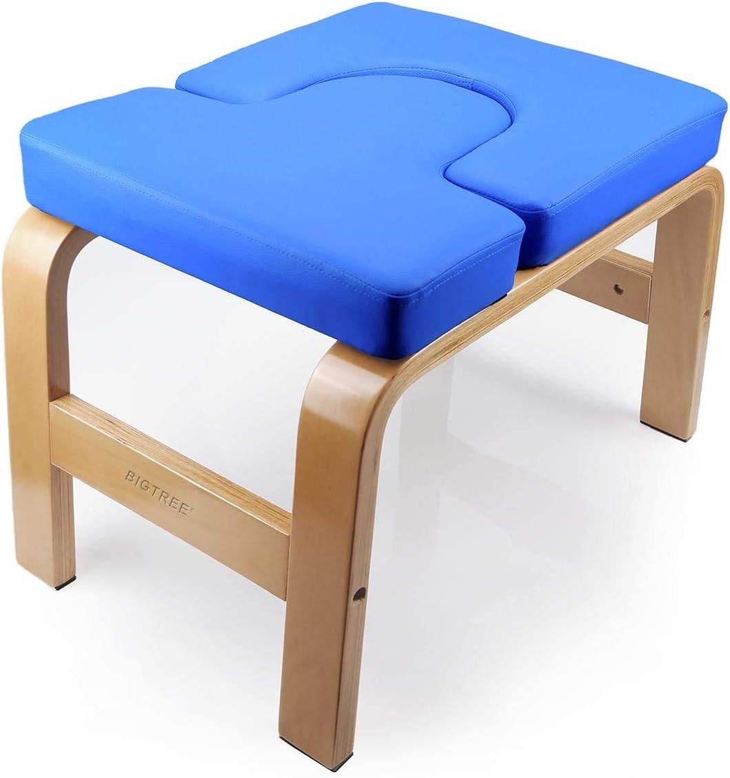 BIG.TREE Yoga Fitness Exercise Headstand Bench Wood and PU Pad Steady Inversion Chair for ShoulderStand&Handstand Family Gym Exercis