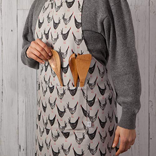 Now Designs Basic Cotton Kitchen Chef's Apron, Chicken Scratch Print