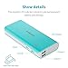 ROMOSS Sense 4 10400mAh Power Bank, 2-Port External Battery Packs Portable Charger with 2.1A / 1A Output Power LED Indicator for iPhone 7 / 7Plus, iPad, Samsung Galaxy S7 and More - Blue