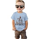SOFEON Toddler Baby Boy Howdy Shirt Rodeo Western Graphic Letter Short Sleeve T-Shirt Kids Funny Cowboy Summer Tee Tops