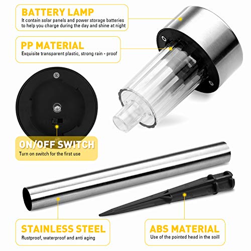 Solar Lights Outdoor, 12Pack Stainless Steel Outdoor Solar Lights - Waterproof, LED Landscape Lighting Solar Powered Outdoor Lights Solar Garden Lights for Pathway Walkway Patio Yard & Lawn-Cool White