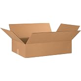 BOX USA 24166 Flat Corrugated Cardboard Box 24" L x 16" W x 6" H, Kraft, For Shipping, Packing and Moving (Pack of 20)