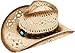 Classic Western Cowboy Straw Hat with Leather Band, Blue Bead