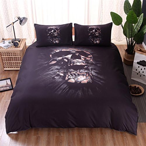 Meeting Story Modern Skull Print 3Pcs Duvet Cover Bedding Sets (Queen, Angry Skull)