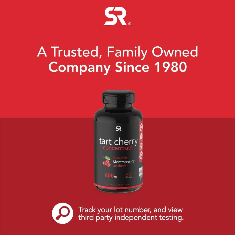 Tart Cherry Concentrate - Made from Montmorency Tart Cherries; Non-GMO & Gluten Free (60 Liquid Softgels): Health & Personal Care