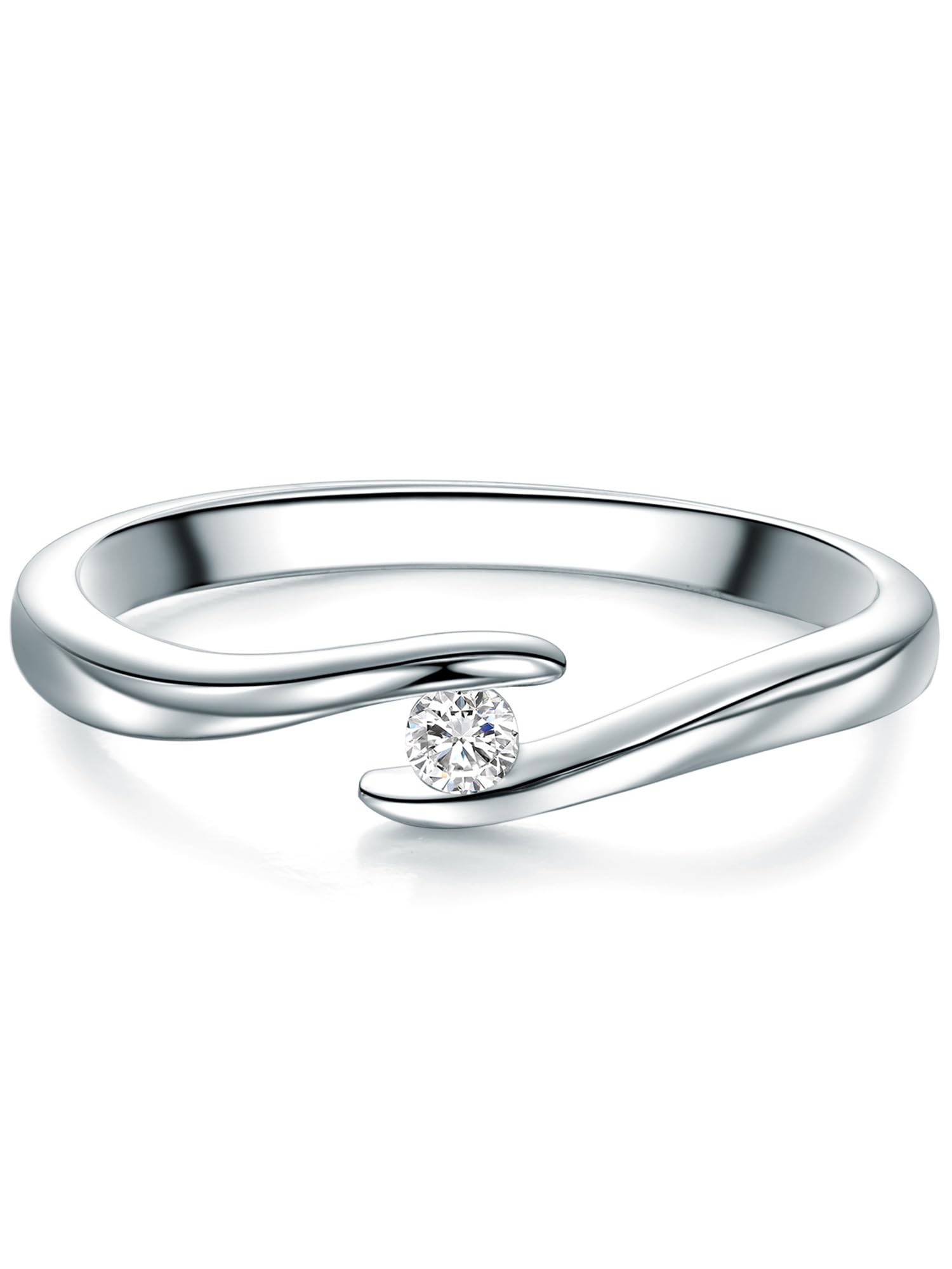 Trilani Female 925/- Sterling Silver Brilliant cut Zirconia (CZ) Solitaire Ring