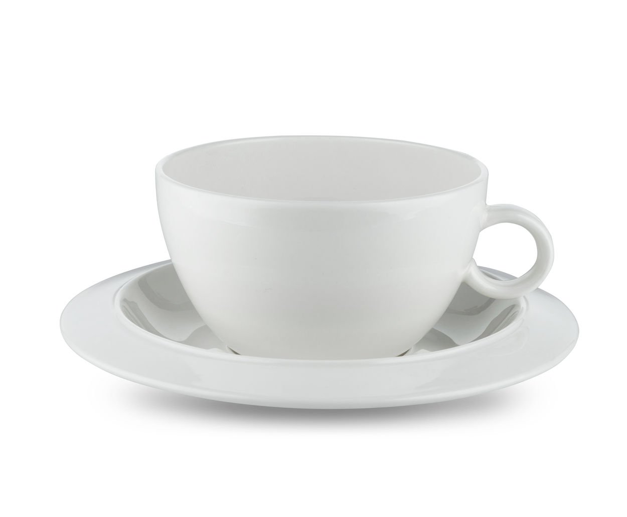 Alessi TAC1/78S Bavero Set of Two teacups with Saucers, Porcelain, White
