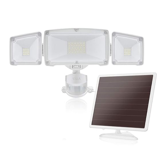 1500LM Solar-LED-Bewegungs-Sensor-Sicherheits-Licht mit 3 justierbaren Lichtköpfen, 5000K, IP65 wasserdichtes Material, perfe