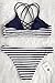 CUPSHE Women's Stripe Printing Strappy Cross Padding Bikini Set Beach Swimwear Bathing Suit Medium