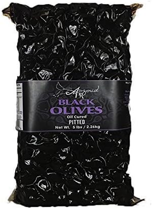 AUZOUD Oil & Salt Cured Black Olives, Pitted, 100% Natural, Supports North African Women Farmers, 4.4 lb