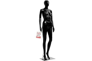 Topmaster Female Mannequin - Premium Quality Construction, Detailed Dimensions for Realistic Proportions, Sturdy, Durable, and Secure, Versatile Display for Various Clothing Styles, Black
