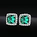 JewelryPalace Cushion 2.1ct Nano Russian Green Simulated Emerald Halo Stud Earrings For Women Solid 925 Sterling Silver