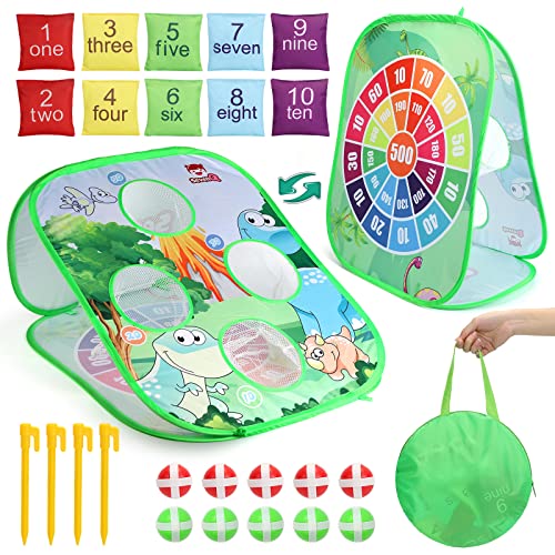SevenQ Bean Bag Toss Game for Kids, 2 in1 Cornhole Bags Boards Double