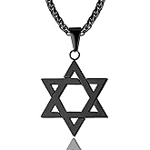 JTTBIGV Star of David Hexagram Pendant Necklace Stainless Steel Israel Magen David Jewish Jewelry for Men Women Religious 24" Chain