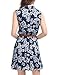 Allegra K Women's Valentine's Day Floral Printed Half Placket Knee Length Sleeveless Spring Belted Dress Large Dark Blue-Floral