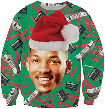 KSJK Unisex Funny Print Ugly Christmas Sweater Jumper