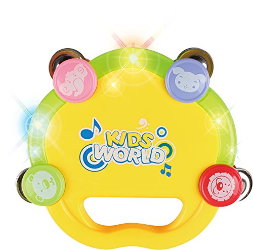 Happy Jingle Bell Handle Tambourine Rattle Ring with light for Baby - Thumbnail 7