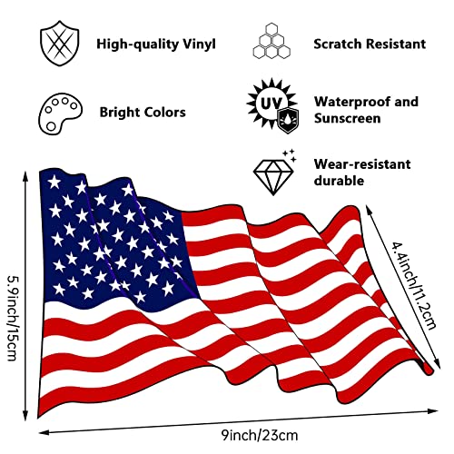 3PCS American Flag Sticker Decal Vinyl - Waving USA American Flag Reflective Stickers psler Waterproof Self Adhesive Car Decal for Mailbox, Bumper, Car Window, Trucks Sticker