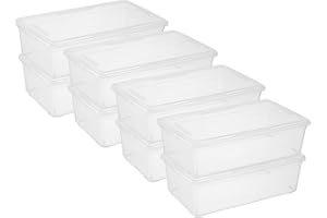 novelinks 6 Quart Clear Plastic Storage Bins with Transparent Lids Stackable Box Craft Storage Organizing Container Sensory Bin,8 Pack