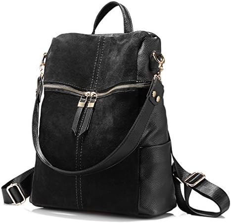Softstreet Women Backpack Nubuck Leather+PU School Backpacks Black 15 Inches