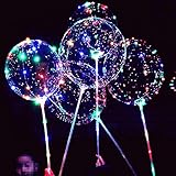 8 PACKS LED Light Up BoBo Balloons Colorful,3 Levels Flashing Handle,20 Inches Bubble Balloon,70cm Stick,Christmas Birthday Party Decoration