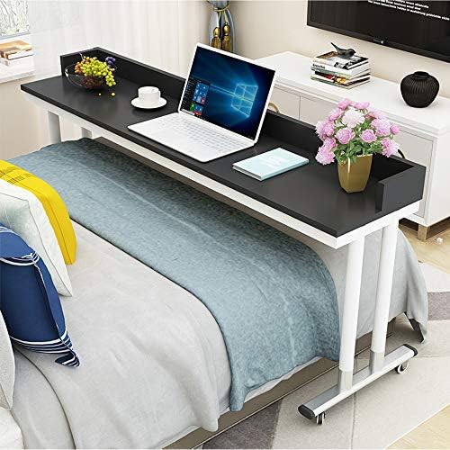 Overbed Table on Wheels Rolling Bed Table Over The Bed Table Laptop Cart Laptop Desk Mobile Desk Computer Desk for Bed 1M 1.2M 1.4M for Hospital Home Office Study