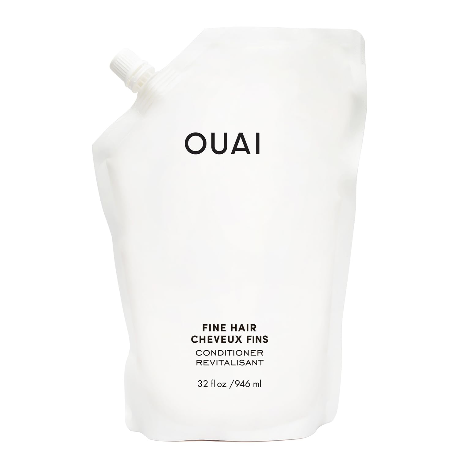 OUAI Fine Hair Conditioner Refill - Volumizing Conditioner Made with Keratin, Biotin and Chia Seed Oil - Adds Softness, Bounce and Volume - Free from Parabens, Sulfates, and Phthalates - 946ml