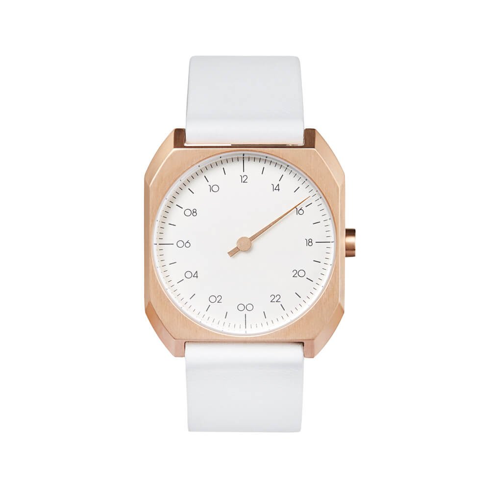 SLOW Mo 15 - White Leather, Rose Gold Case, White Dial