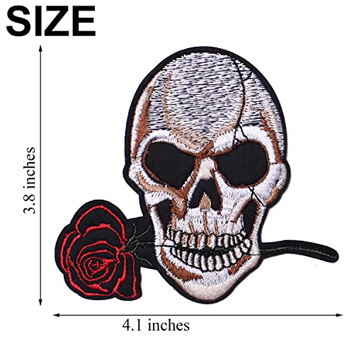 GYGYL 5pcs Rose Skull Embroidered Patches, DIY Sew Applique Repair Patch, Sew On/Iron On Patch for Jackets, Jeans, Pants,Backpacks, Clothes