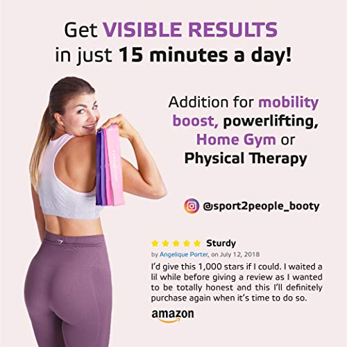 image for sport2people Set of 4 Exercise Resistance Loop Bands with 2 Workout E-