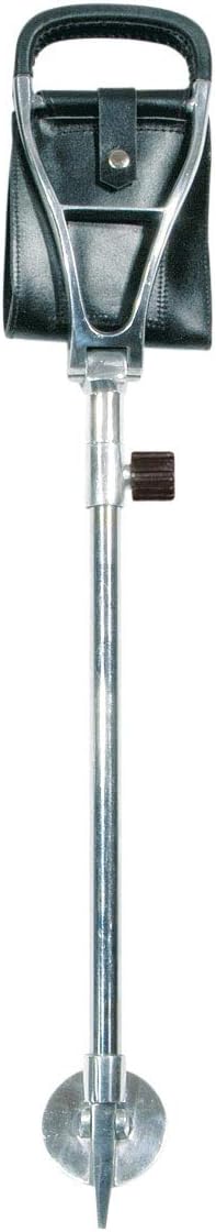Polo Seat Stick - Spectators Walking Stick & Folding Leather Seat with Metal Spike Ferrule (Black)
