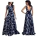 Women Dress,Haoricu Sexy Women Floral Long Backless Formal Party Wedding Dress (M, Blue)
