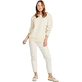 Irish Sweater for Women Made in Ireland Supersoft Merino Wool Cable & Weave Aran Knit Pullover