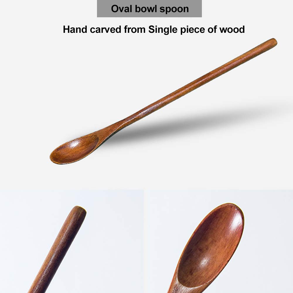 6 Pcs Small Wooden Spoons for Coffee Spoon Jars Tea Wood Teaspoons Tasting Spoon Set Mini Stirring Teaspoon Honey Tiny Mixing Table Stir Spoons for Powder Dessert Kitchen Eating Utensil