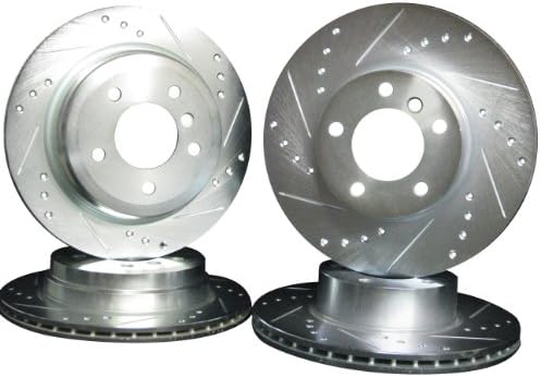 2004 thru 2010 BMW 535i (E60 RWD) Front &amp; Rear Brake Disc Rotors +Pads