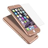 iPhone 6 Case, Coocolor Ultra Thin Full Body Coverage Protection Hard Slim iPhone 6 Case with Tempered Glass Screen Protector for Apple iPhone 6 4.7(Rose red)