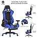 KILLABEE Big and Tall 350lb Massage Memory Foam Gaming Chair - Adjustable Massage Lumbar Cushion, Retractable Footrest and 2D Arms High Back Ergonomic Racing Computer Desk Leather Office Chair (Blue1)