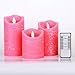 Kitch Aroma Pink Flameless Candles Battery Operated with Moving Flame Wick Flickering LED Pillar Candle for Deco and Mother's Day Gifts