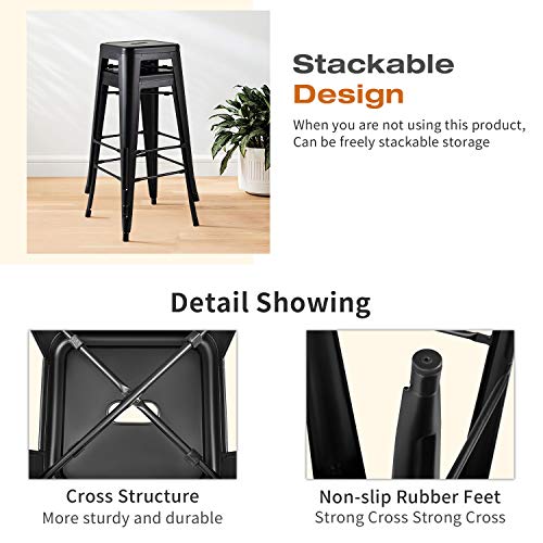 Furmax 30 Inches Metal Bar Stools High Backless Stools Outdoor Indoor