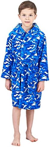 Animal Pajamas Boys &amp; Girls Bathrobes, Plush Soft Coral Fleece Floral Hooded Sleepwear for Kids Size 12