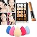 Usstore Concealer Contour Palette + Water Sponge Puff + Makeup Brush Makeup Face Powder Blusher Toothbrush Curve Foundation Brush For Women Lady by Usstore