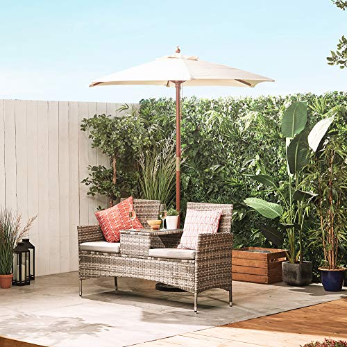 VonHaus 2M Holz-Sonnenschirm Marktschirm - UV30+ Sonnenschutz für Outdoor, Garten und Patio – Elfenbein – Bild 8