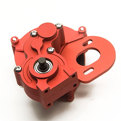 MOHERO Aluminum Center Transmission Case/Gearbox with Straight Gear for 1/10 Axial SCX10 RC Model Crawler Car (Red)