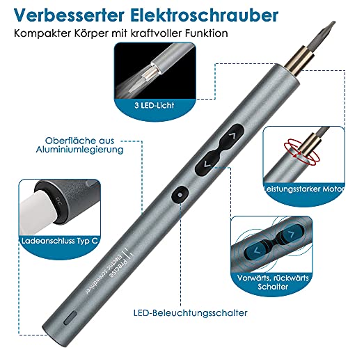 Eyein Mini Elektrischer Schraubendreher, Magnetisch Automatischer Kabellos Torque Präzisions Schraubendreher Satz mit 24… – Bild 3