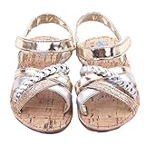 Voberry Baby Infant Girls Summer Prewalker Bronze Anti-Slip Crib Flat Sandals (12~18 Month, Gold)
