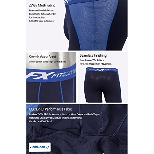 FITEXTREME Mens 3 Pack 2Way Mesh Cool Sporty Performance Stretch Long Boxer Briefs C L